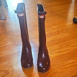 Women Tall Hunter Rain Boots ( Burgendy Color)